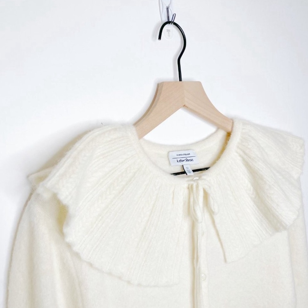& Other Stories Statement Collar Knit Button Front Cardigan Cream S - Picture 5 of 9